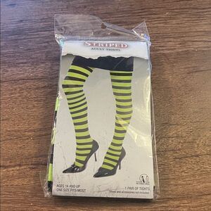 Striped Green and Black Adult Tights